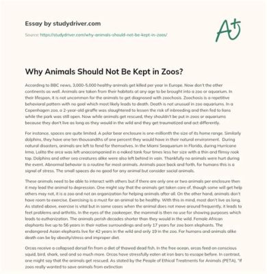 Why Animals Should Not Be Kept in Zoos: A Multi-Layered Essay on the Demise of Wild Life in Captivity